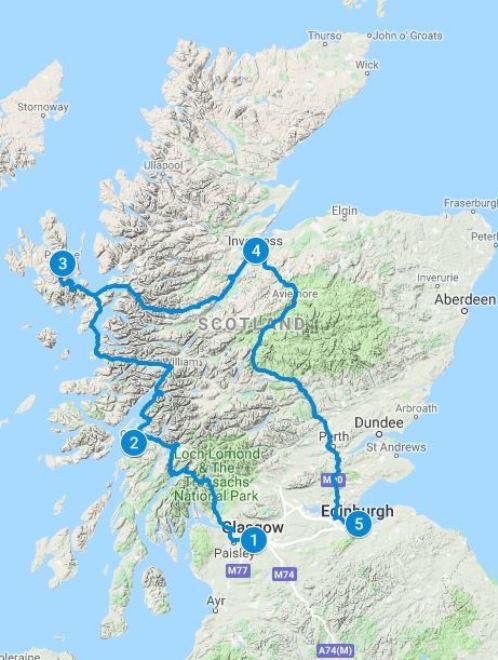 driving tour scotland map